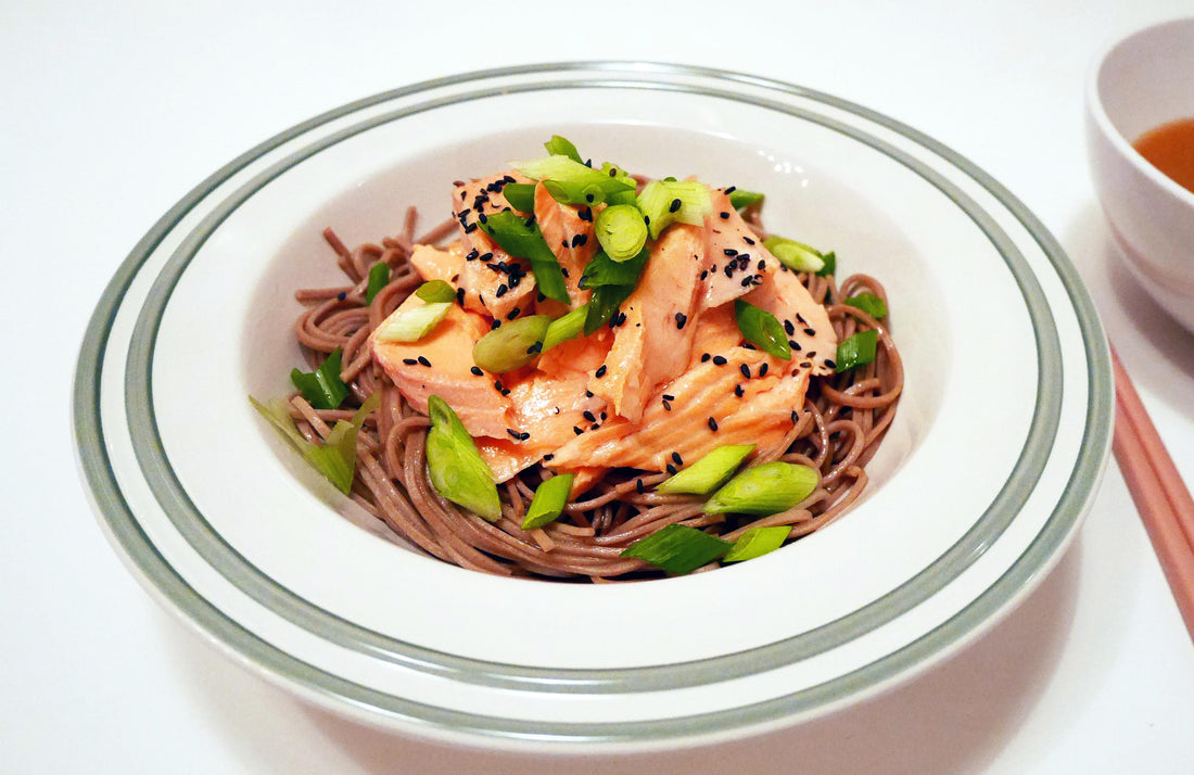 Miso & Ginger Poached Salmon with Soba Noodles
