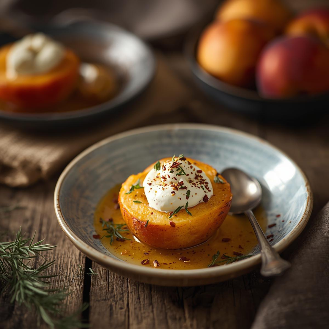 Baked Peaches with Ginger & Greek Yoghurt