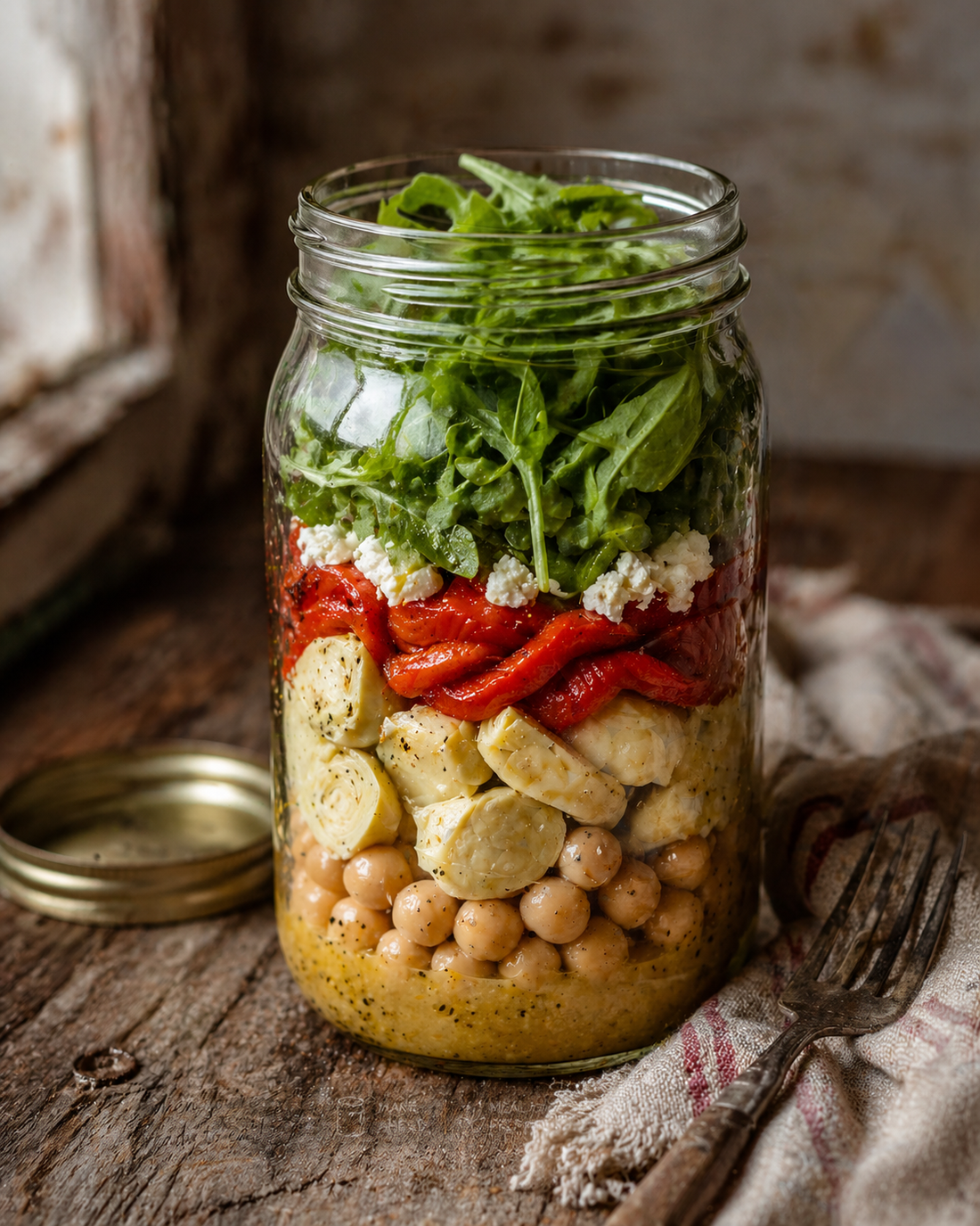Chickpea & Artichoke Mason Jar Salad