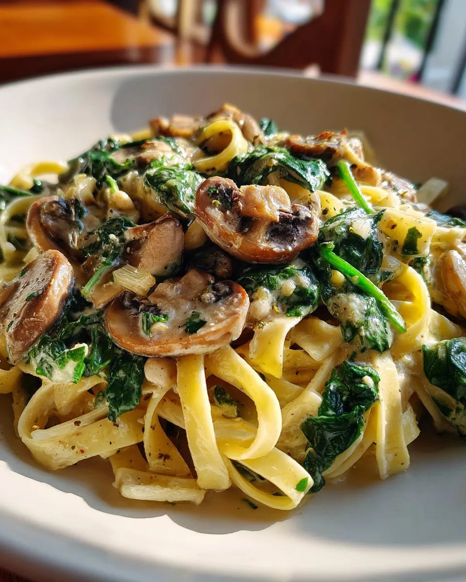 Creamy Mushroom & Spinach Pasta