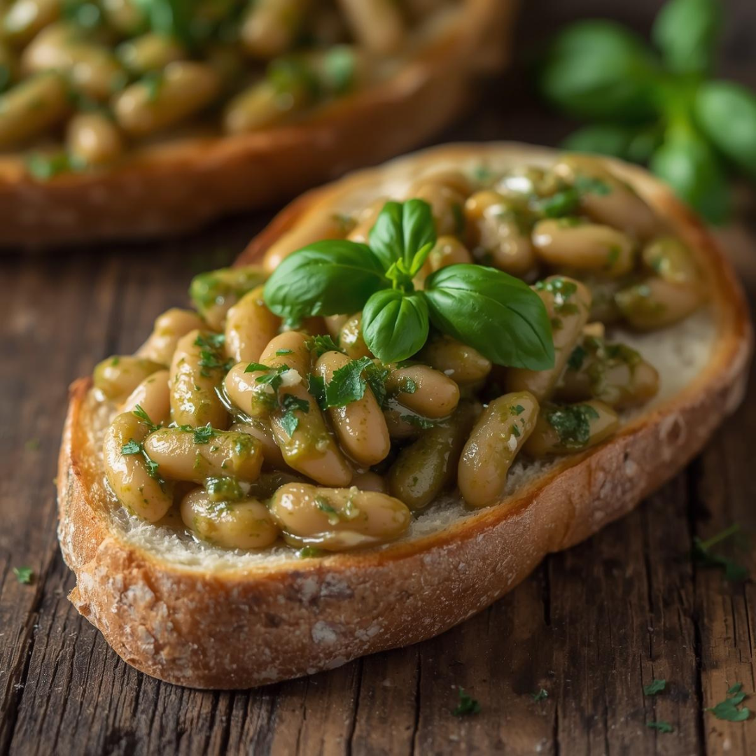 Creamy Pesto Beans on Sourdough