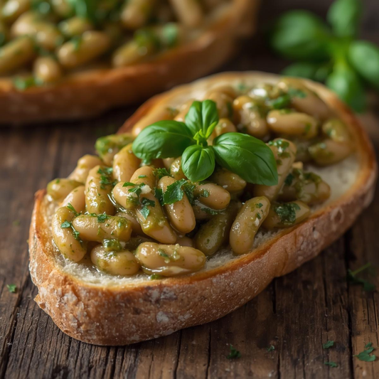 Creamy Pesto Beans on Sourdough
