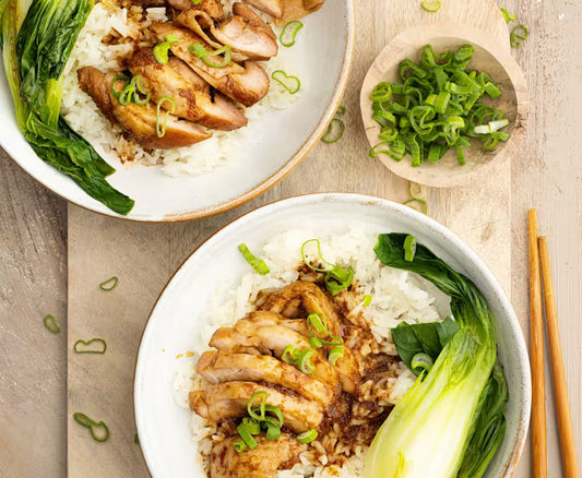 Ginger & Soy Poached Chicken with Pak Choi