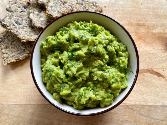 Avocado & Cannellini Bean Smash on Crackers