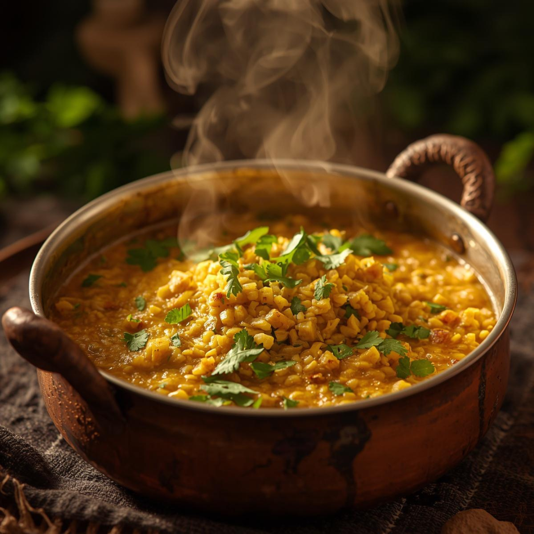 One-Pot Golden Lentil Dal with Rice (Moong Dal Khichadi)