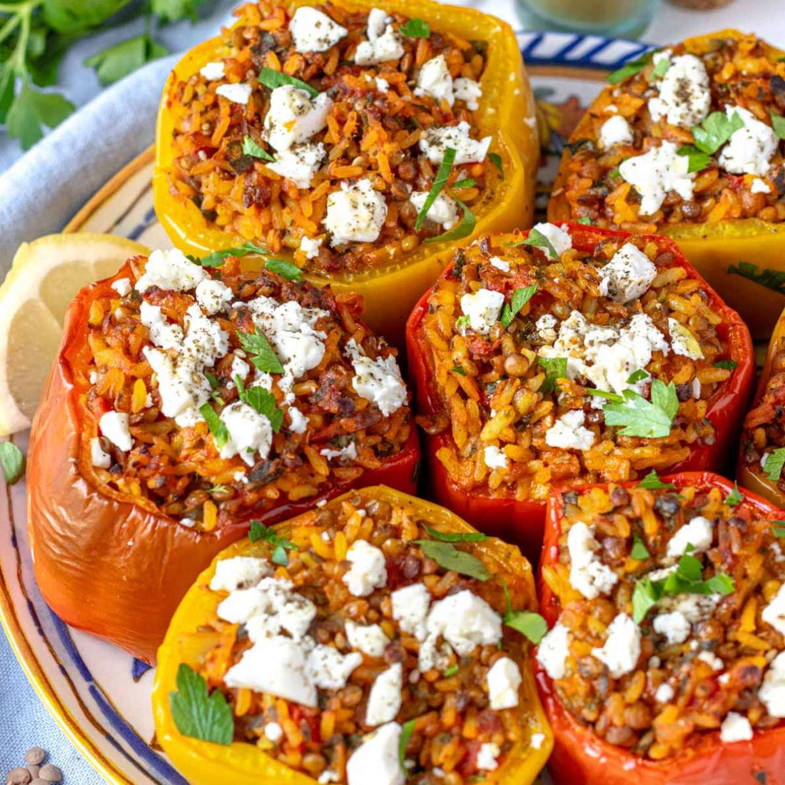 Stuffed Bell Peppers with Rice & Herbs