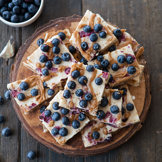 Peanut Butter & Blueberry Frozen Yoghurt Bark