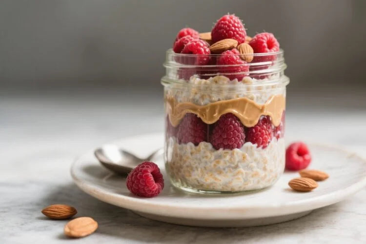 Raspberry & Almond Butter Overnight Oats