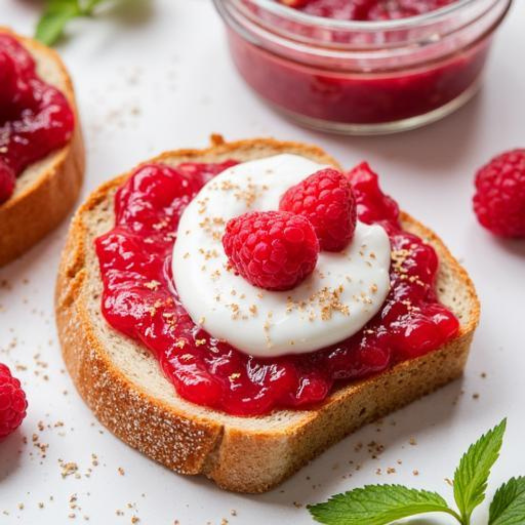 Raspberry & Coconut Chia Jam on Sourdough