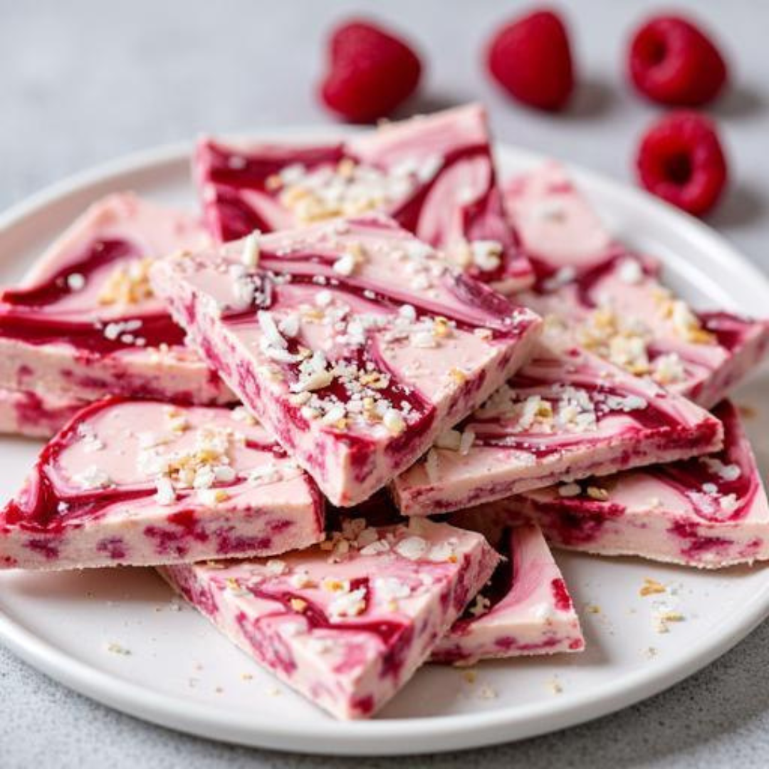 Raspberry & Coconut Frozen Yogurt Bark