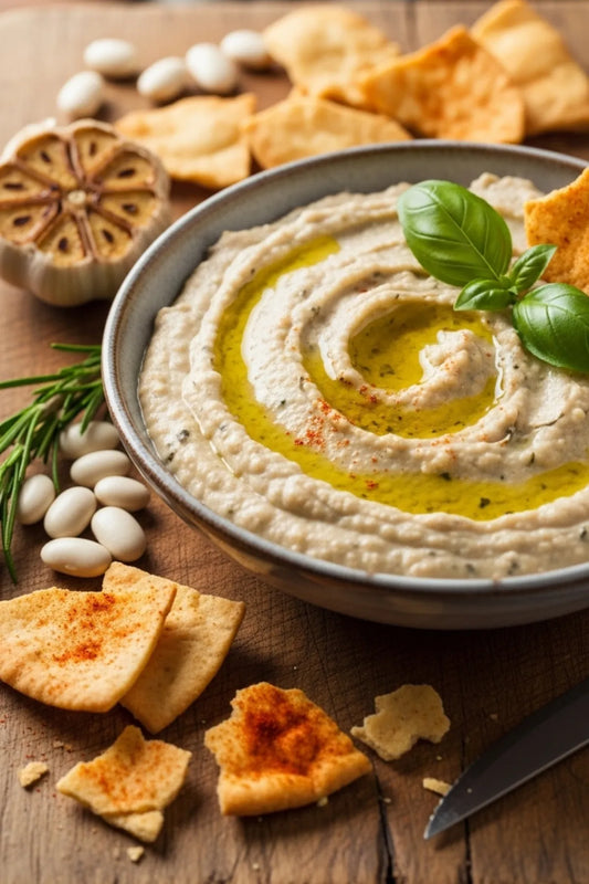 Butter Bean & Roasted Garlic Dip with Veggies
