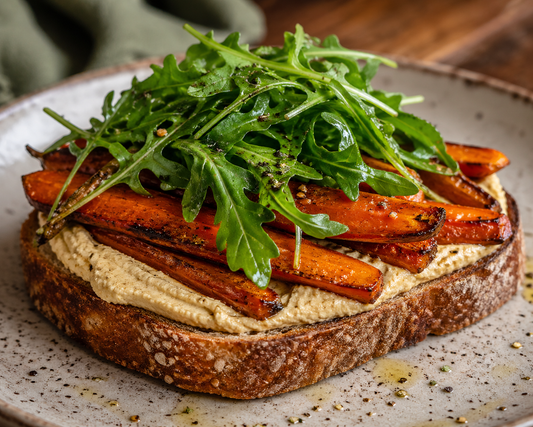 Roasted Carrot & Hummus Open Sandwich