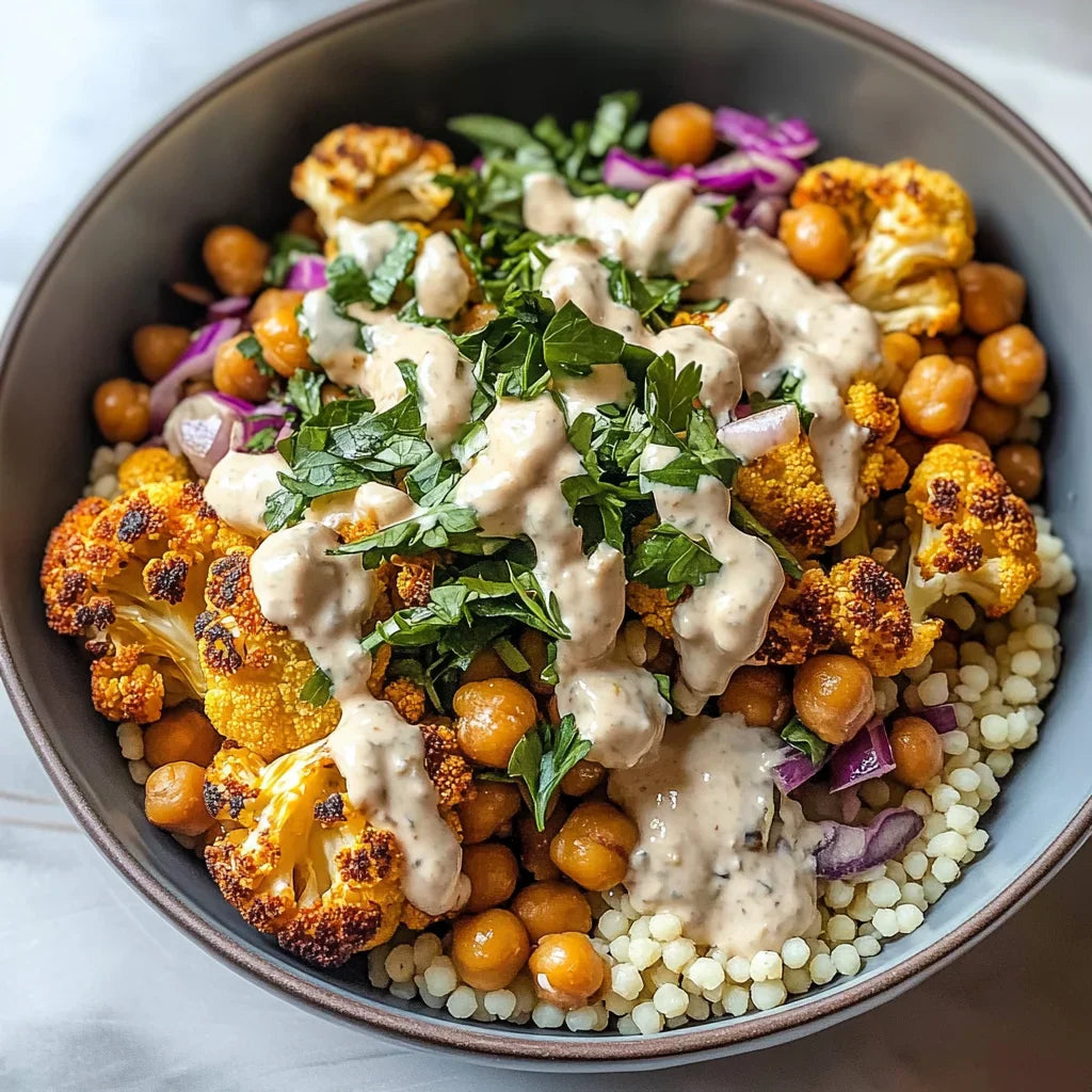 Chickpea & Roasted Cauliflower Salad with Tahini