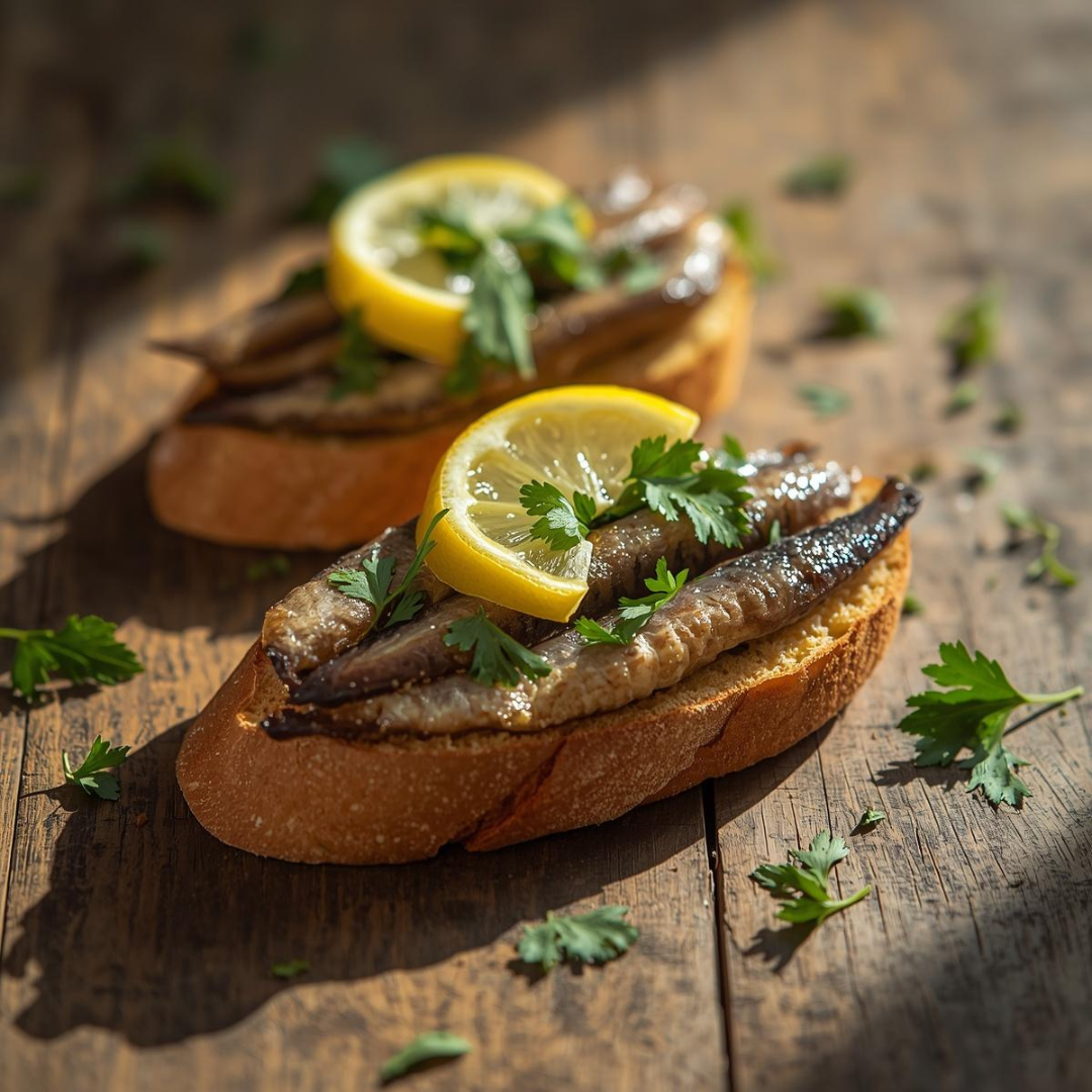 Simple Sardines on Sourdough with Lemon & Parsley