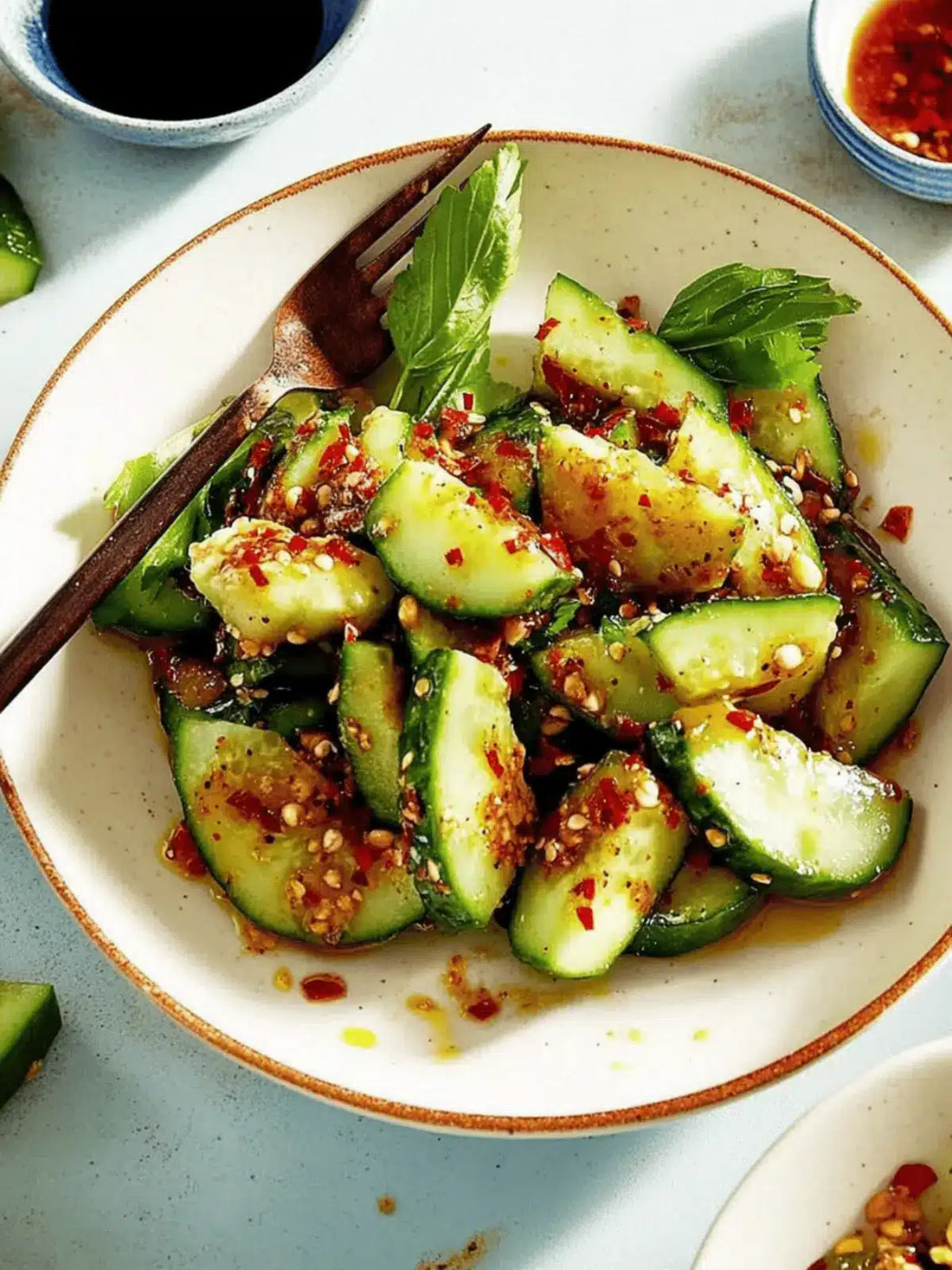 Smashed Cucumber with Sesame & Chilli