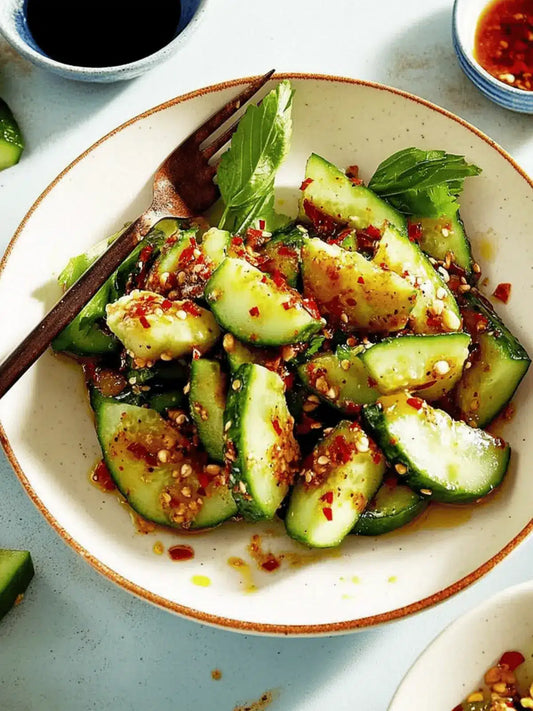 Smashed Cucumber with Sesame & Chilli