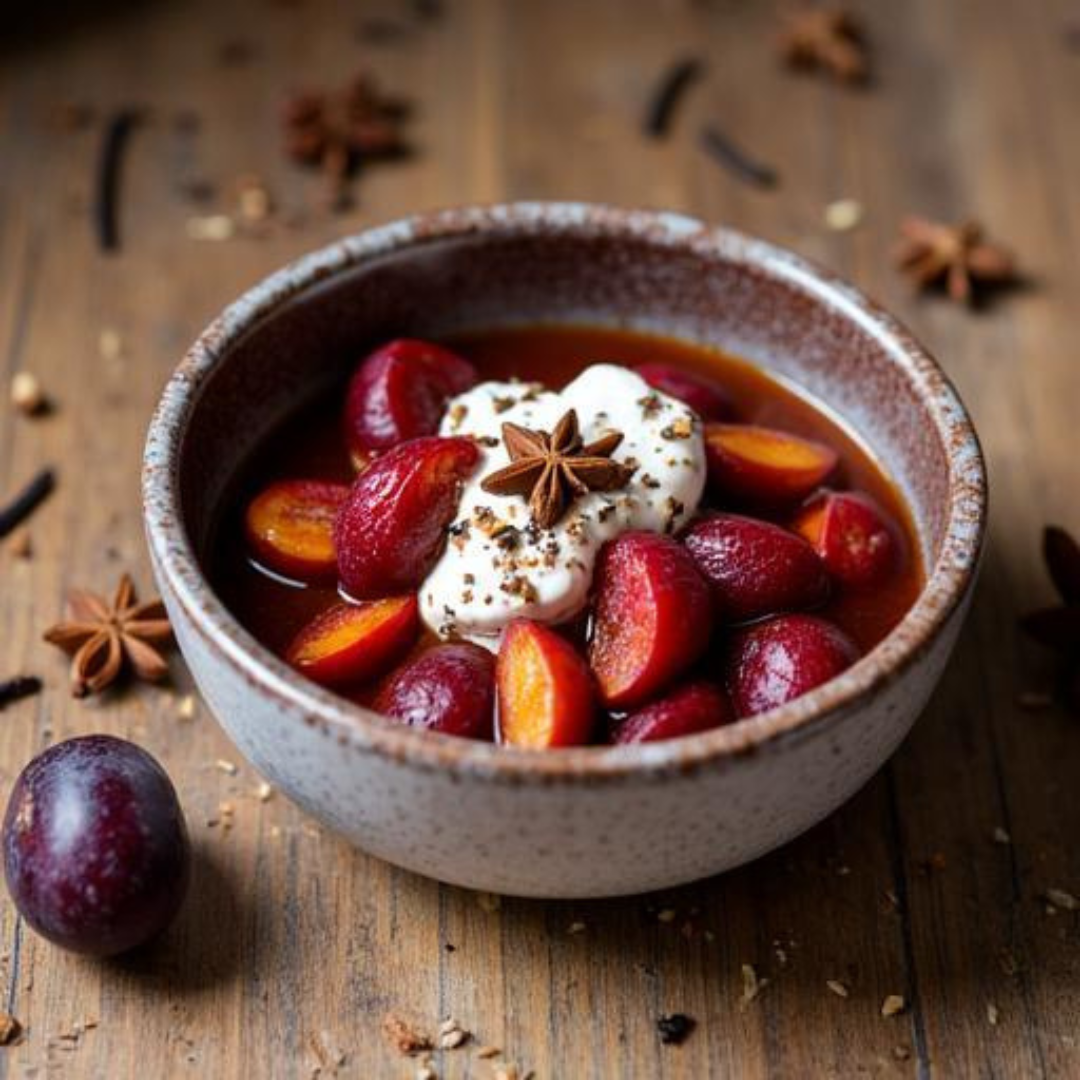 Stewed Plums with Star Anise & Vanilla