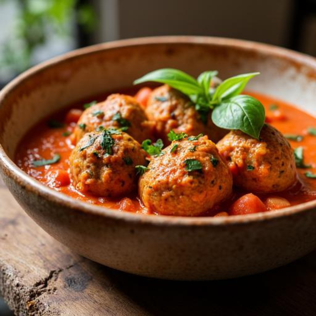 Turkey & Spinach Meatballs in Gentle Tomato Sauce