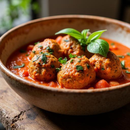 Turkey & Spinach Meatballs in Gentle Tomato Sauce
