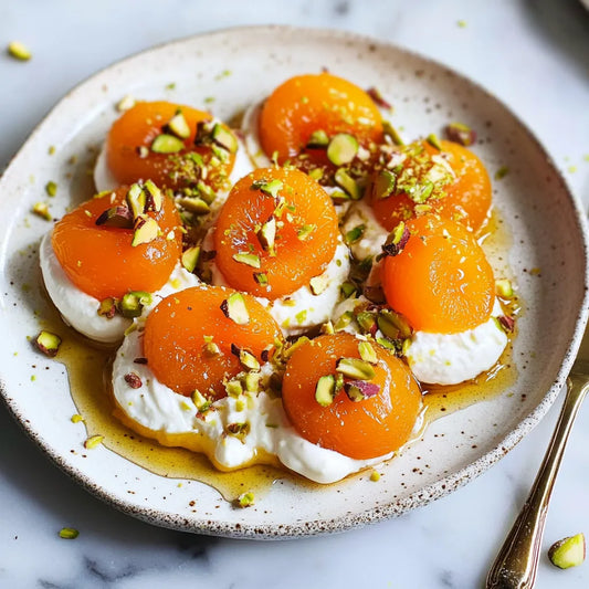 Vanilla Poached Apricots with Pistachios