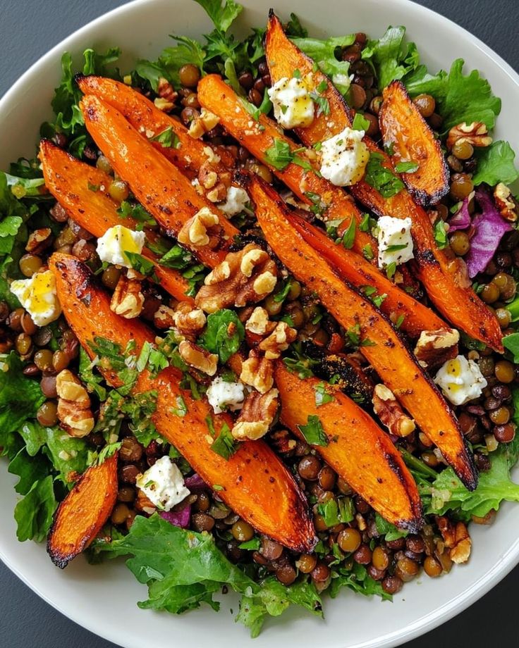 Warm Lentil & Roasted Carrot Salad with Cumin