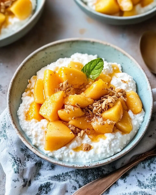 Cottage Cheese, Peach & Seed Bowl