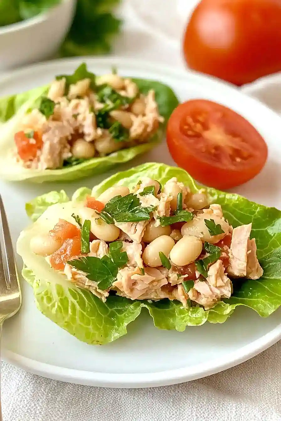 Tuna & White Bean Lettuce Wraps