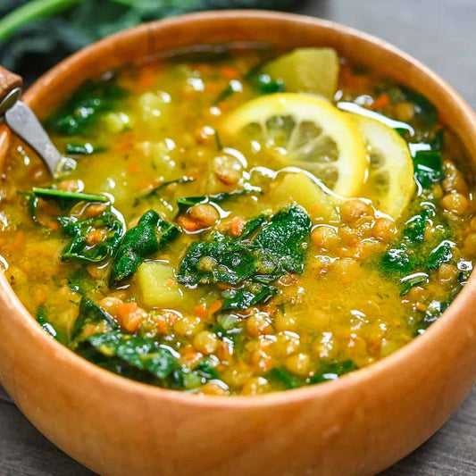 Quick Lentil & Spinach Soup with Lemon