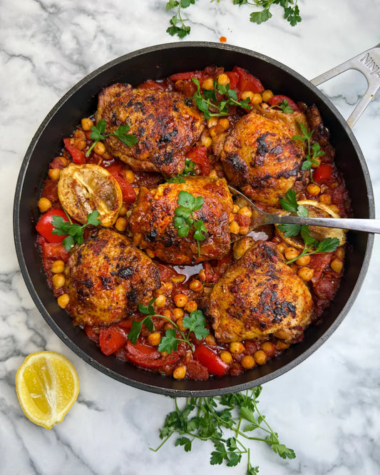 One-Pan Harissa Chicken with Chickpeas & Peppers
