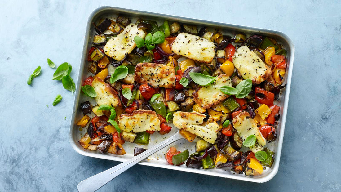 Baked Halloumi & Vegetable Traybake