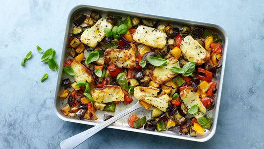 Baked Halloumi & Vegetable Traybake