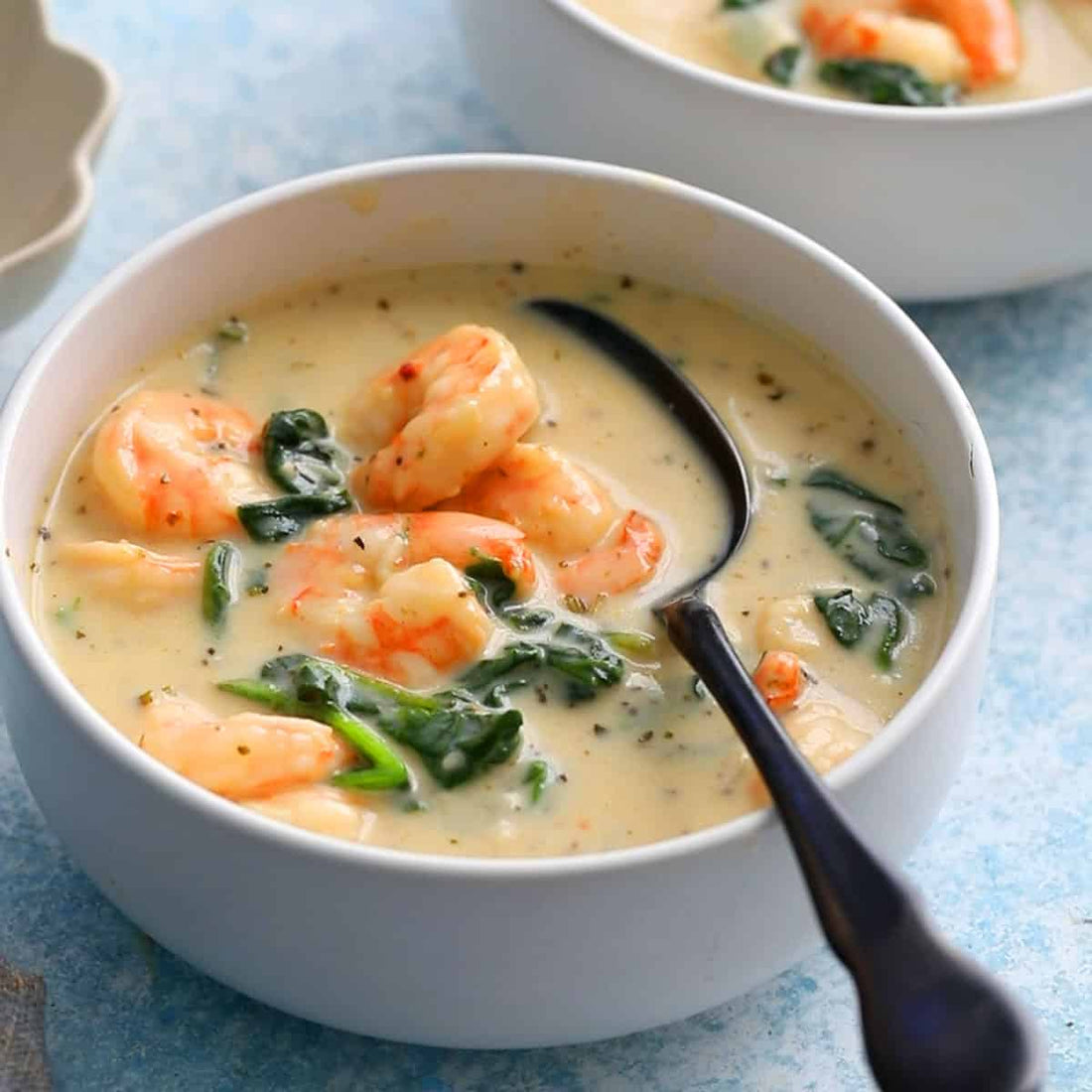Speedy Prawn & Spinach Coconut Soup