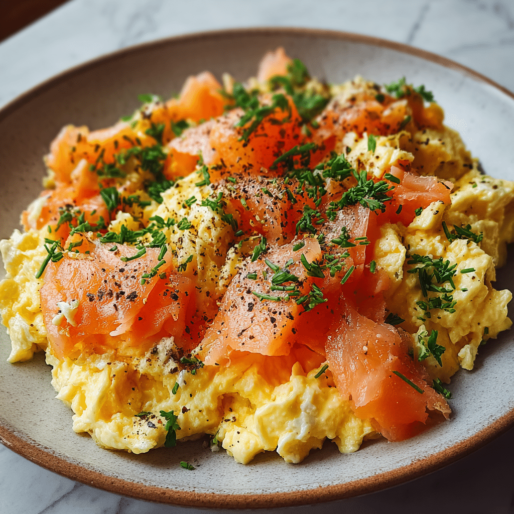 Soft Scrambled Eggs with Smoked Salmon & Chives