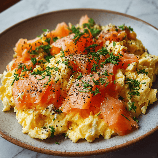 Soft Scrambled Eggs with Smoked Salmon & Chives
