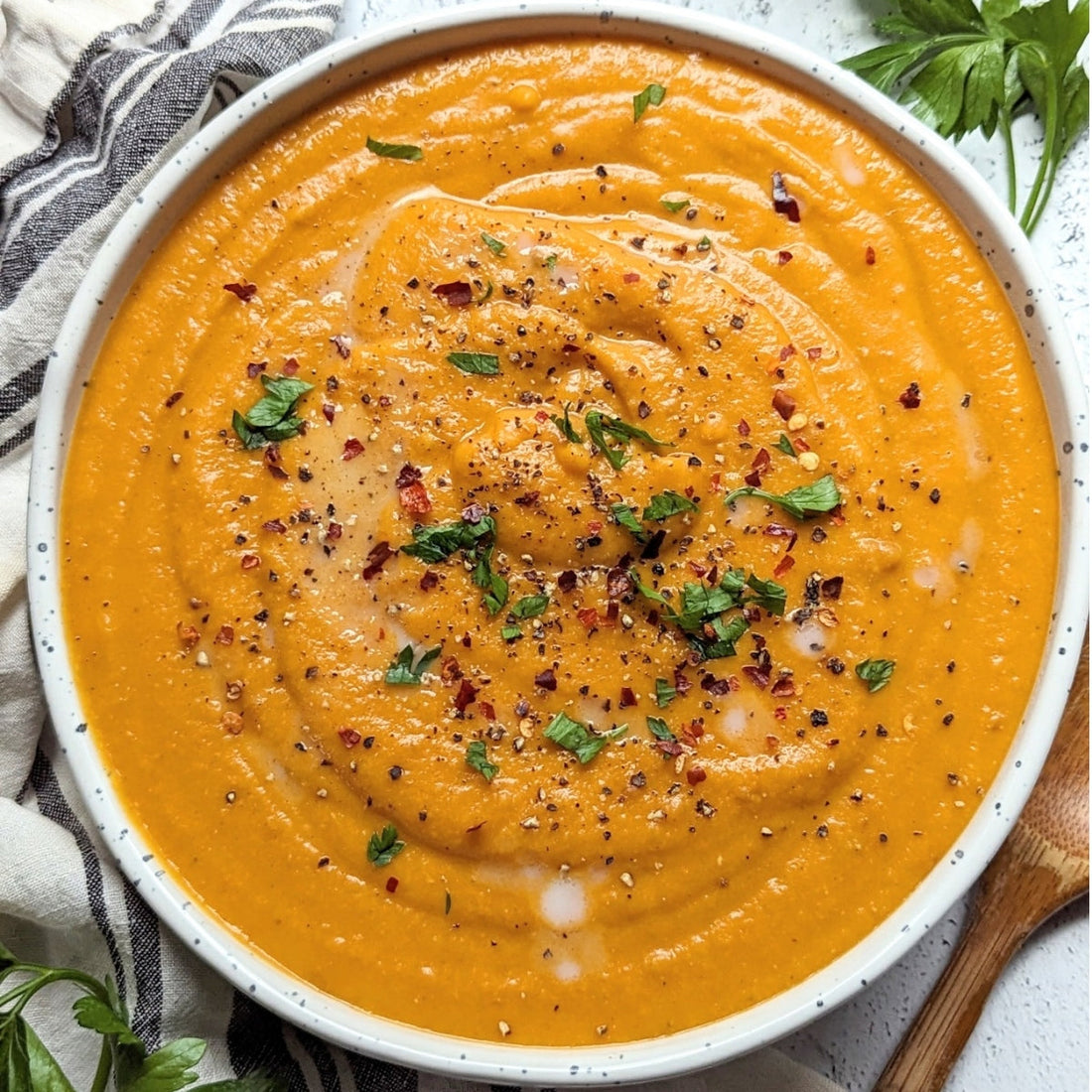 Silky Sweet Potato & Red Lentil Soup