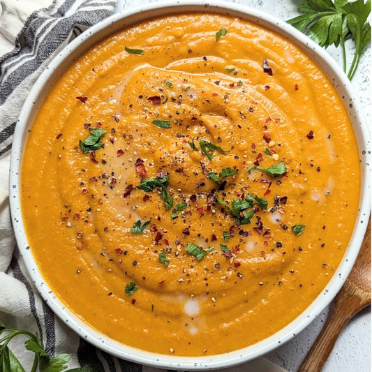 Silky Sweet Potato & Red Lentil Soup