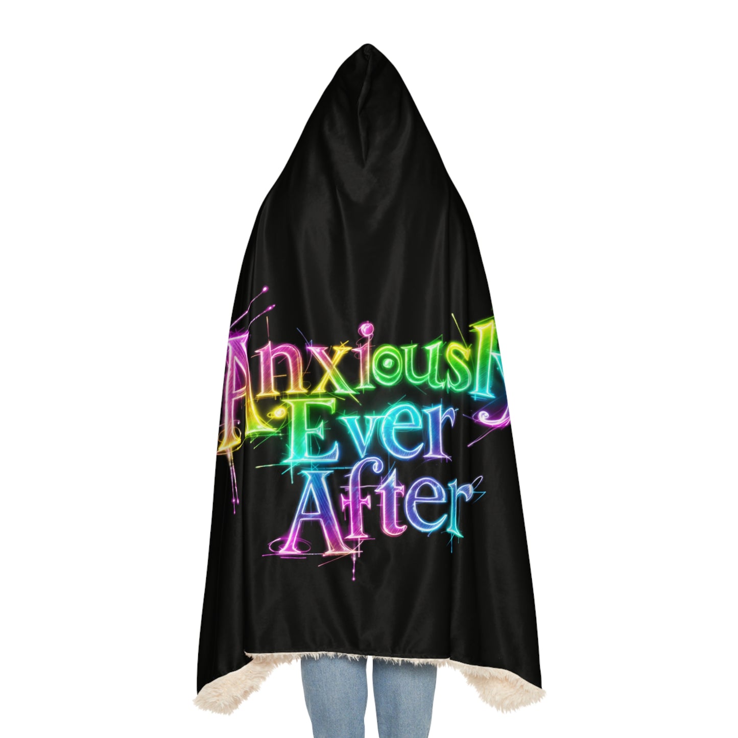 Anxiously Ever After Logo Snuggle Blanket with Hood | The Wearable Safe Space