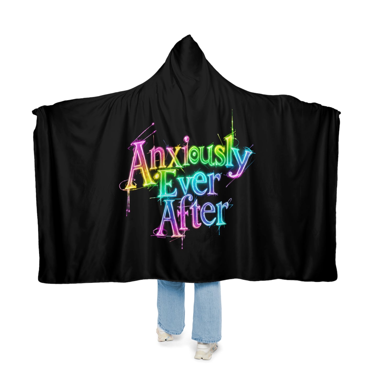 Anxiously Ever After Logo Snuggle Blanket with Hood | The Wearable Safe Space