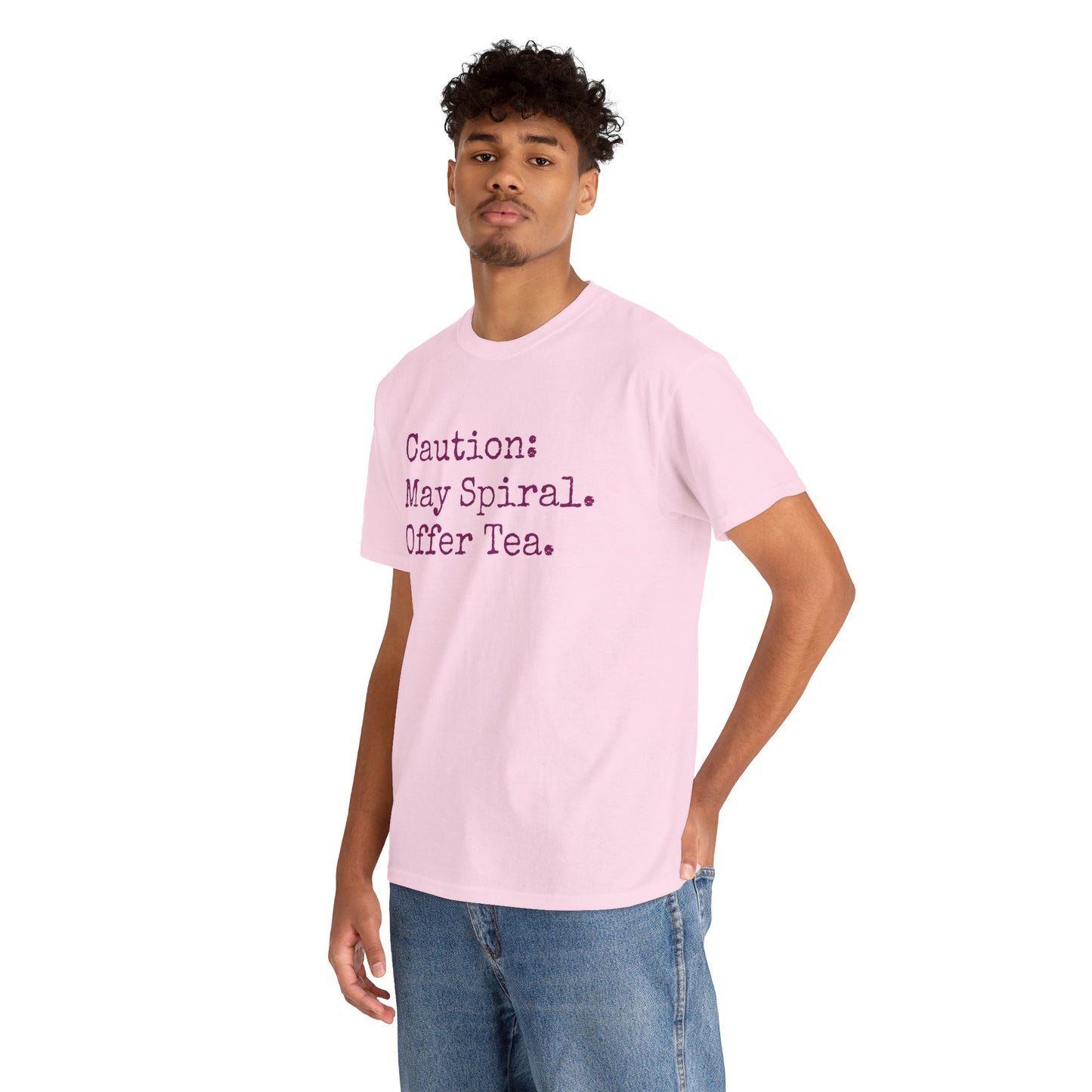 "Caution: May Spiral. Offer Tea." T-Shirt | Anxiously Ever After