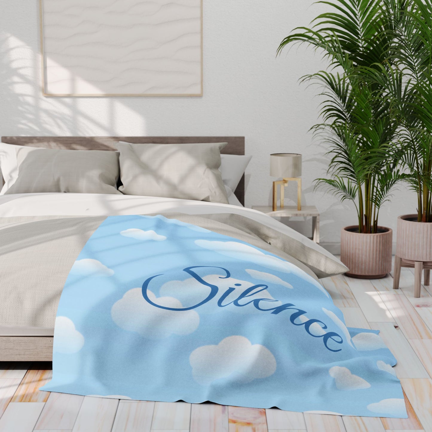 Silence Cloud Fleece Blanket — Soft Blue Sky Throw