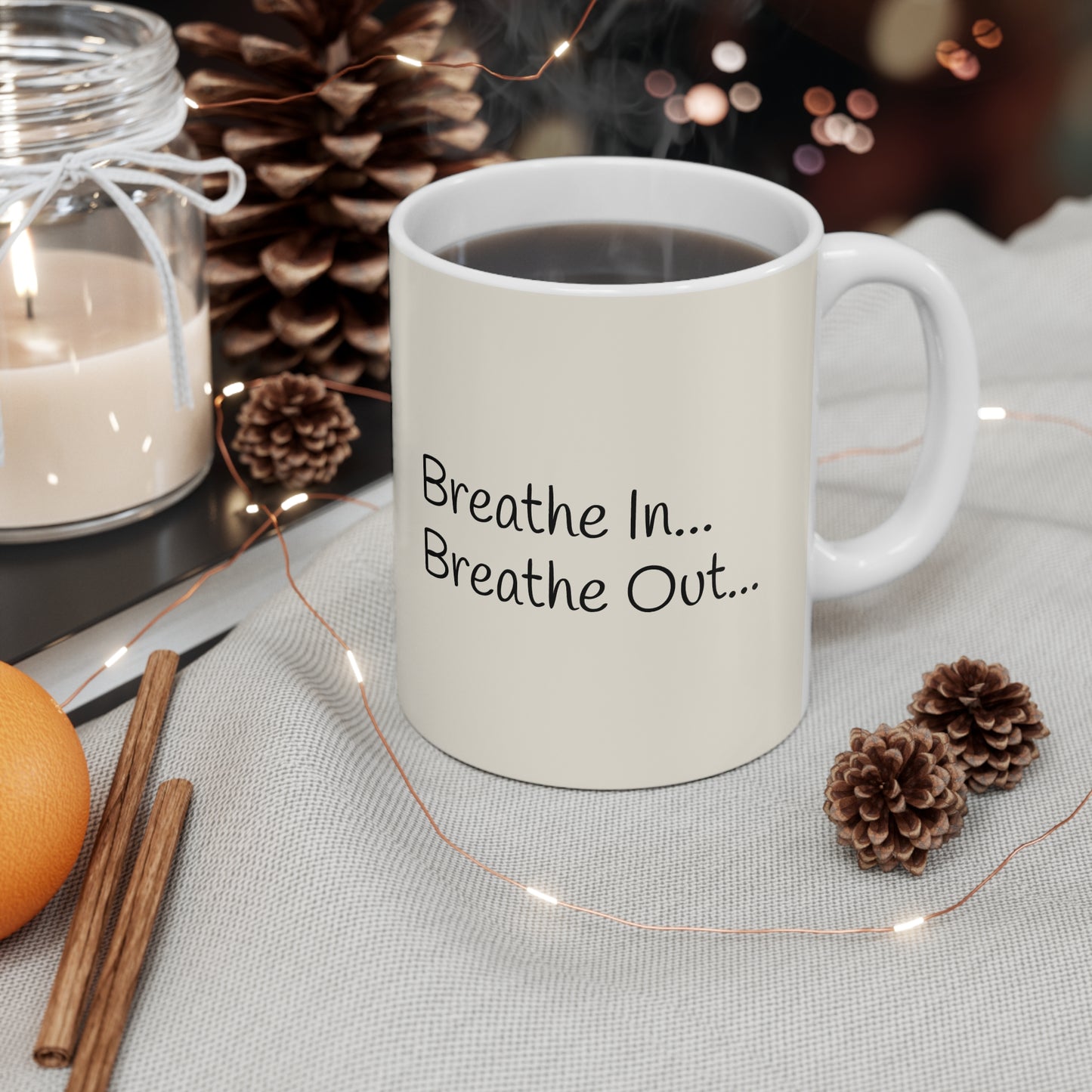 "Breathe In, Breathe Out, Sip." Mug | Anxiously Ever After